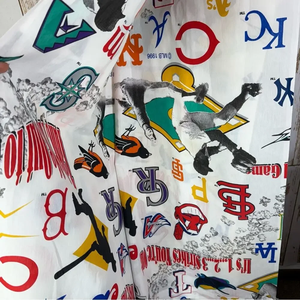 The Bibb Company, 1996 Baseball Themed Twin Flat Sheet. Pristine condition!